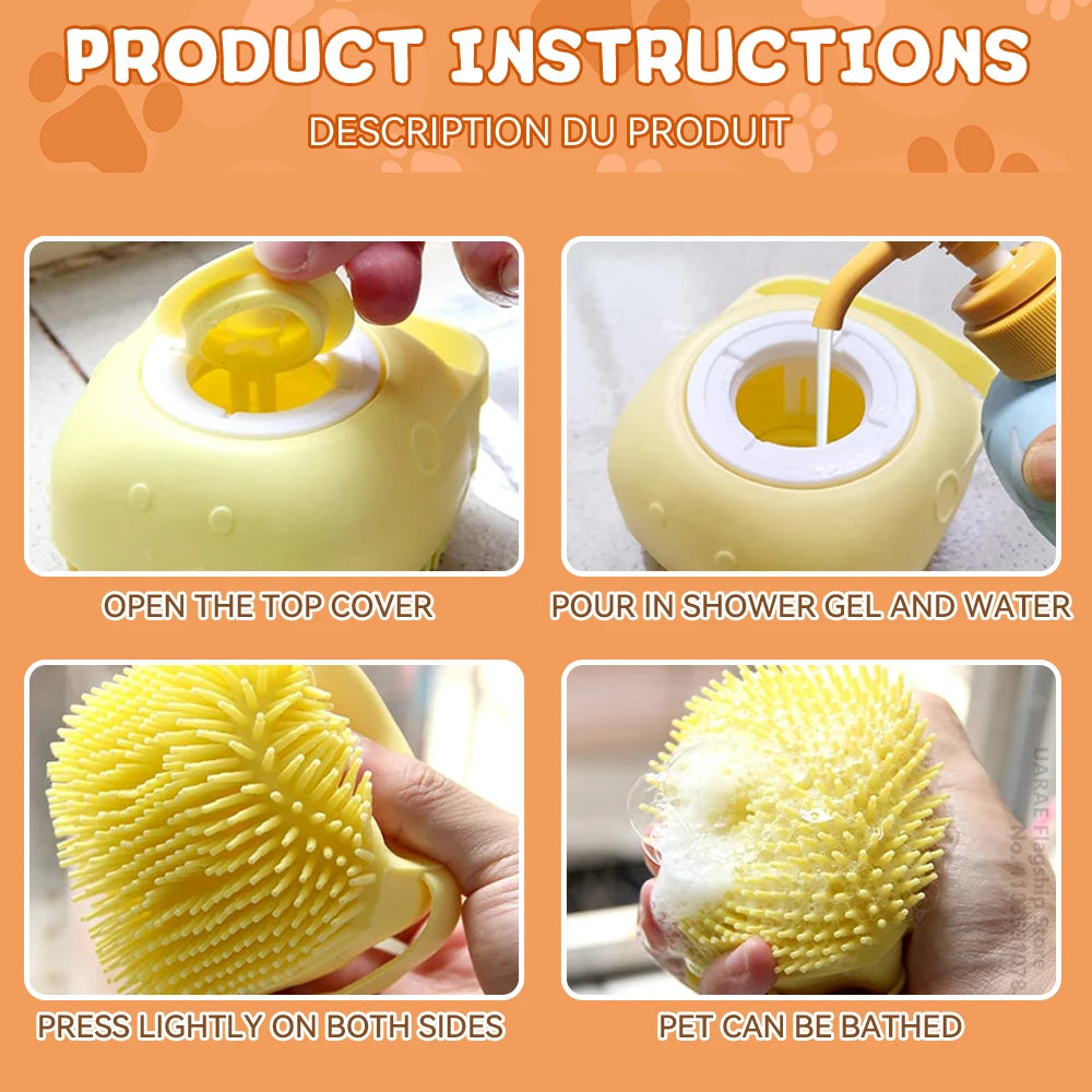 Soft Silicone Pet Shampoo Dispenser Bath Brush