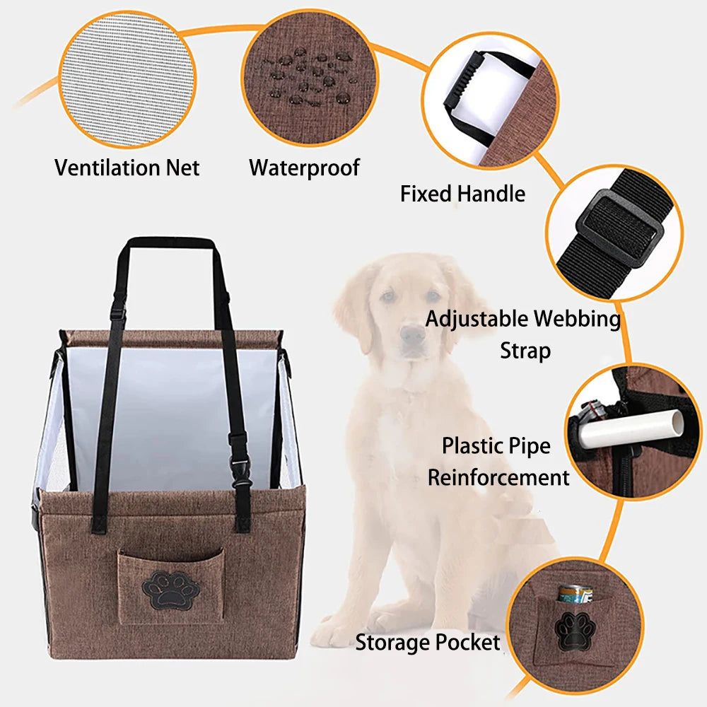 Pet Car Seat Cushion with Hanging Bag